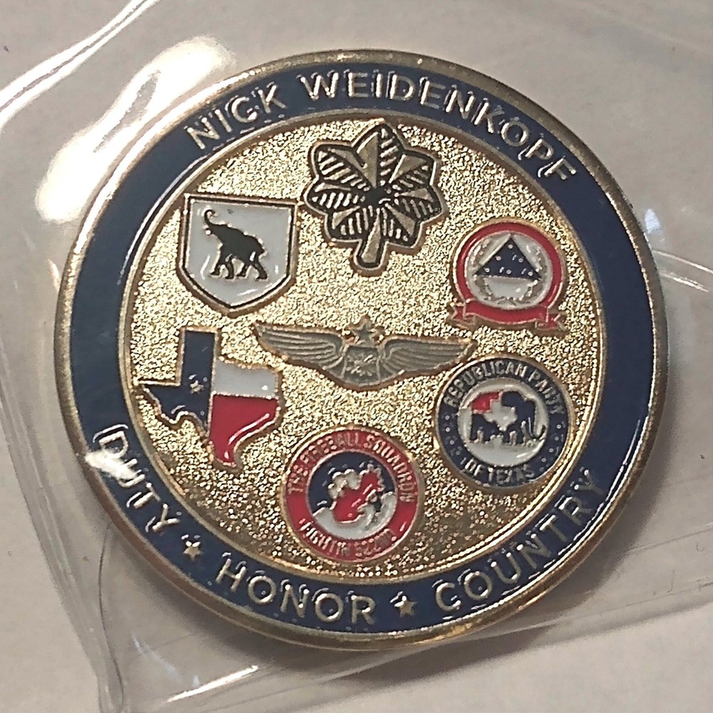 2016 Cleveland RNC Nick Weidenkopf Challenge Coin in Sleeve Texas Republican GOP